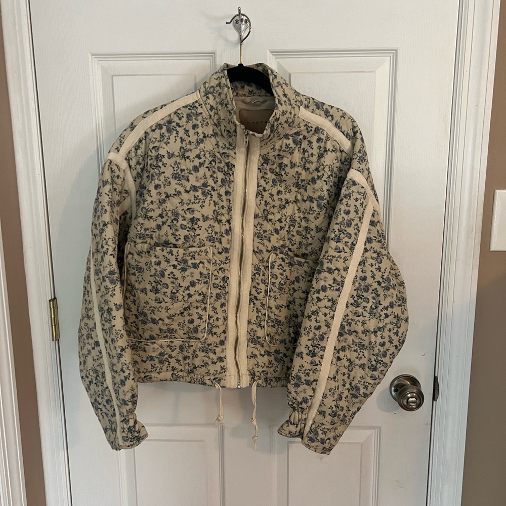 Blank NYC Blue Floral Quilted Jacket